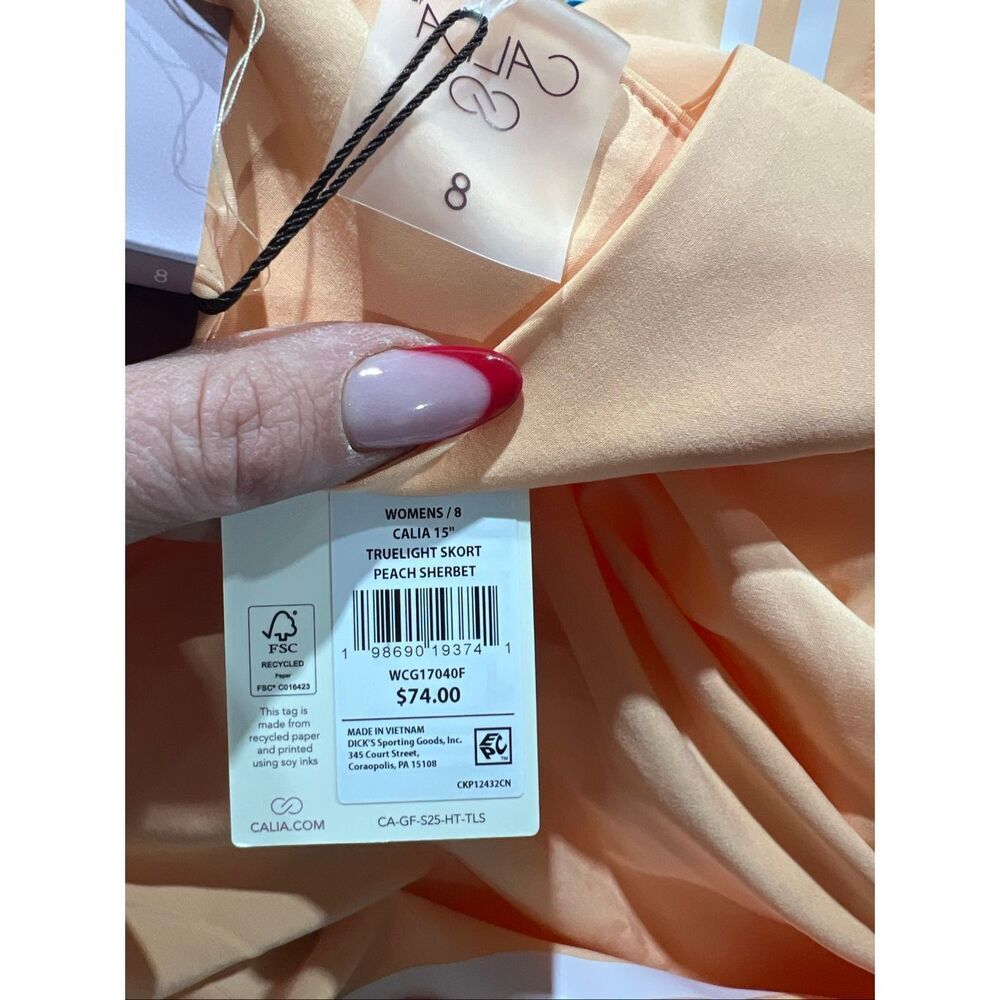 #852. CALIA by Carrie Underwood NWT TrueLight 15” Golf Skort Peach Sorbet - Picture 5 of 5